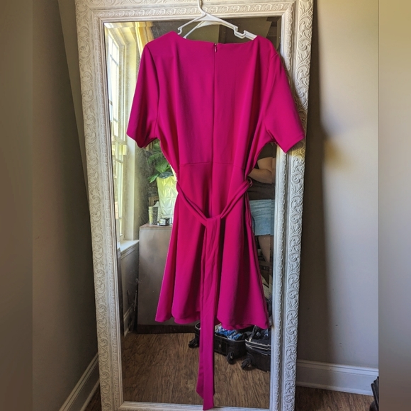 Beauticurve x Lane Bryant Hot Pink Knee Length Short Sleeve Dress size 20 - Picture 4 of 6